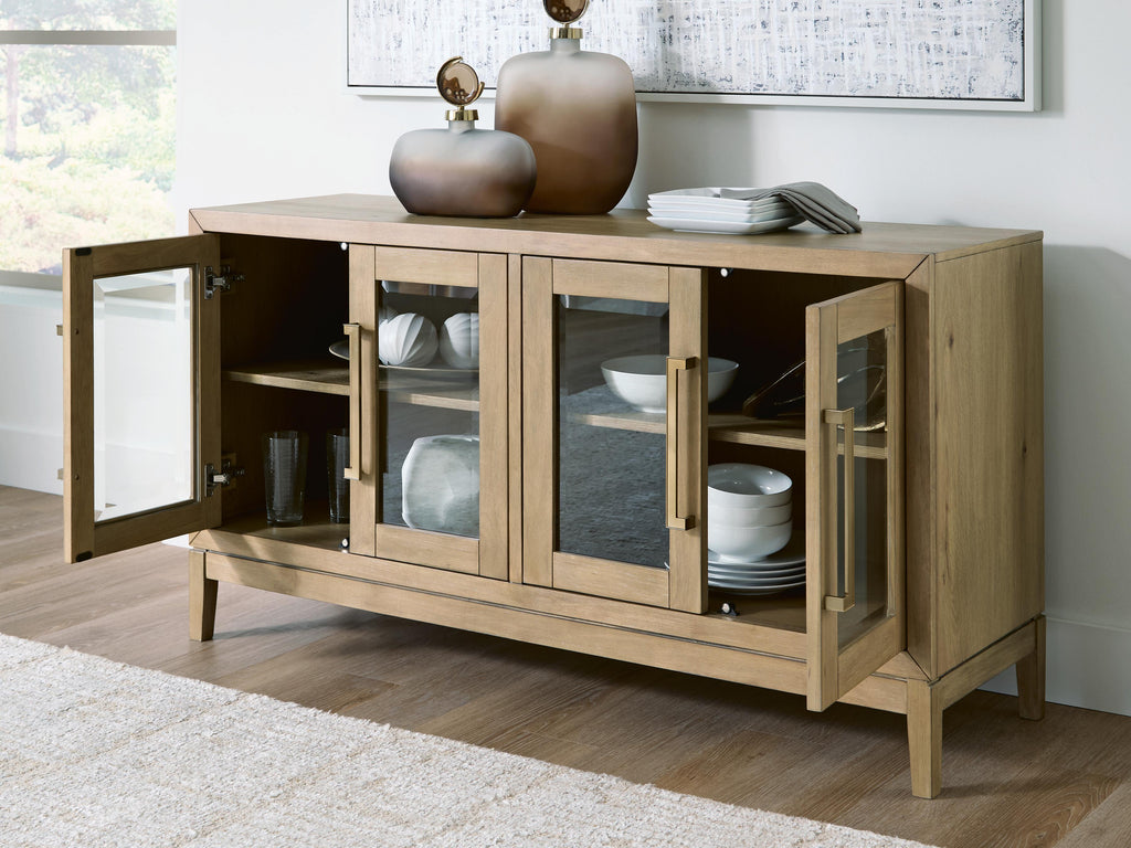 Lasinger Dining Server in Light Brown, open view