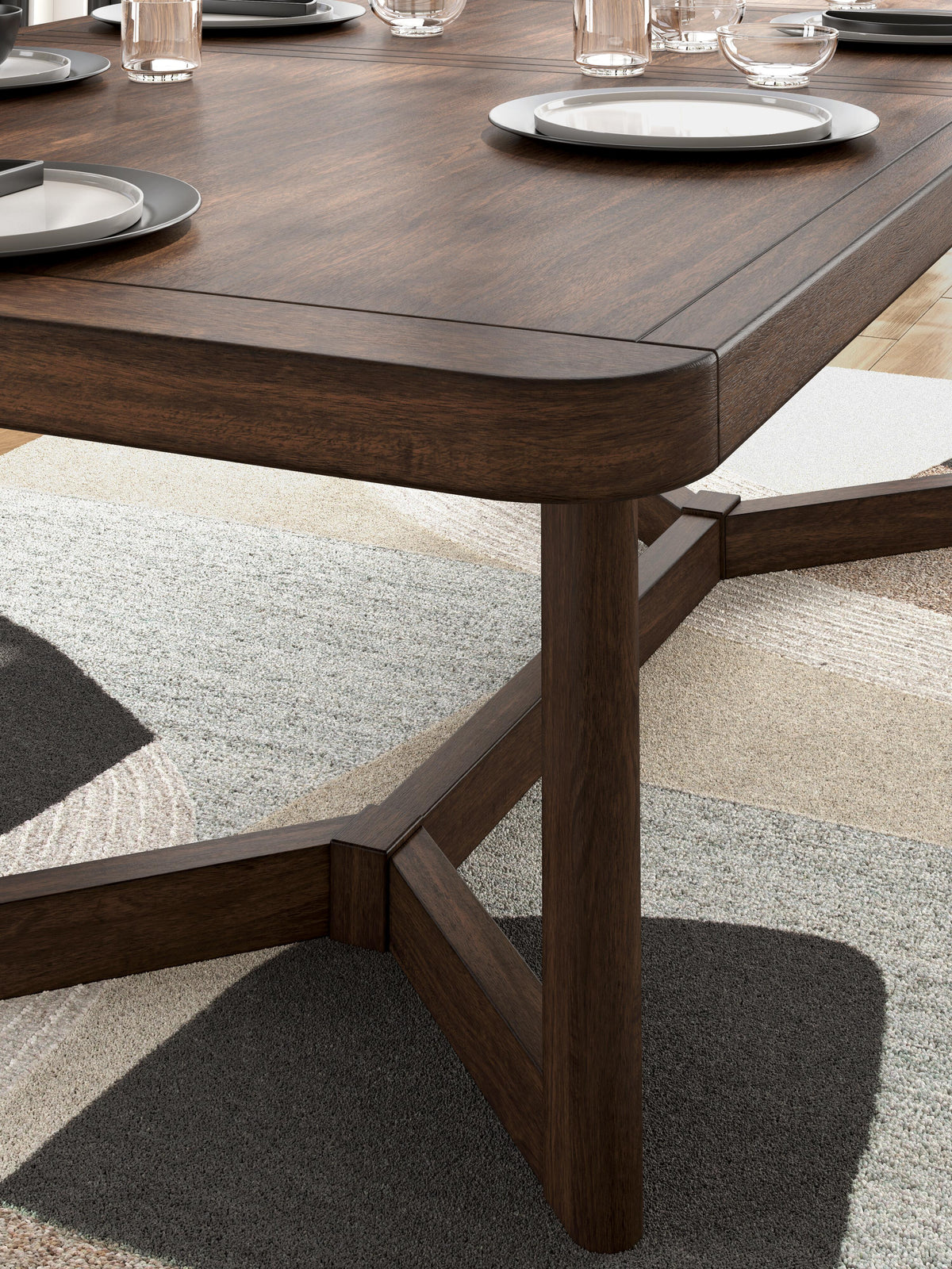 Dilenno Dining Extension Table in Dark Brown, detail view