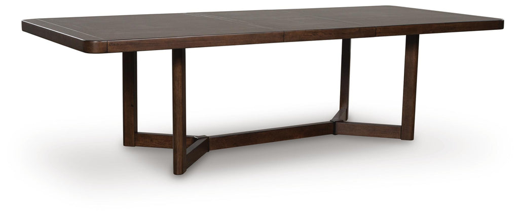 Dilenno Dining Extension Table in Dark Brown, angle view