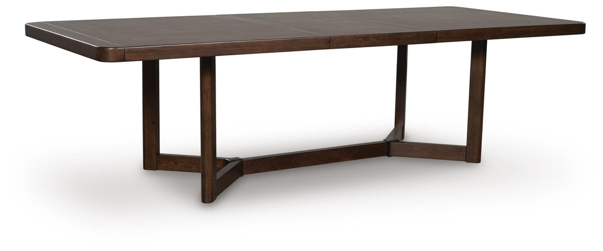 Dilenno Dining Extension Table in Dark Brown, angle view