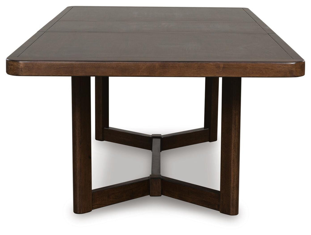 Dilenno Dining Extension Table in Dark Brown, side view
