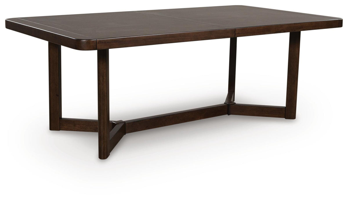 Dilenno Dining Extension Table in Dark Brown, angle view