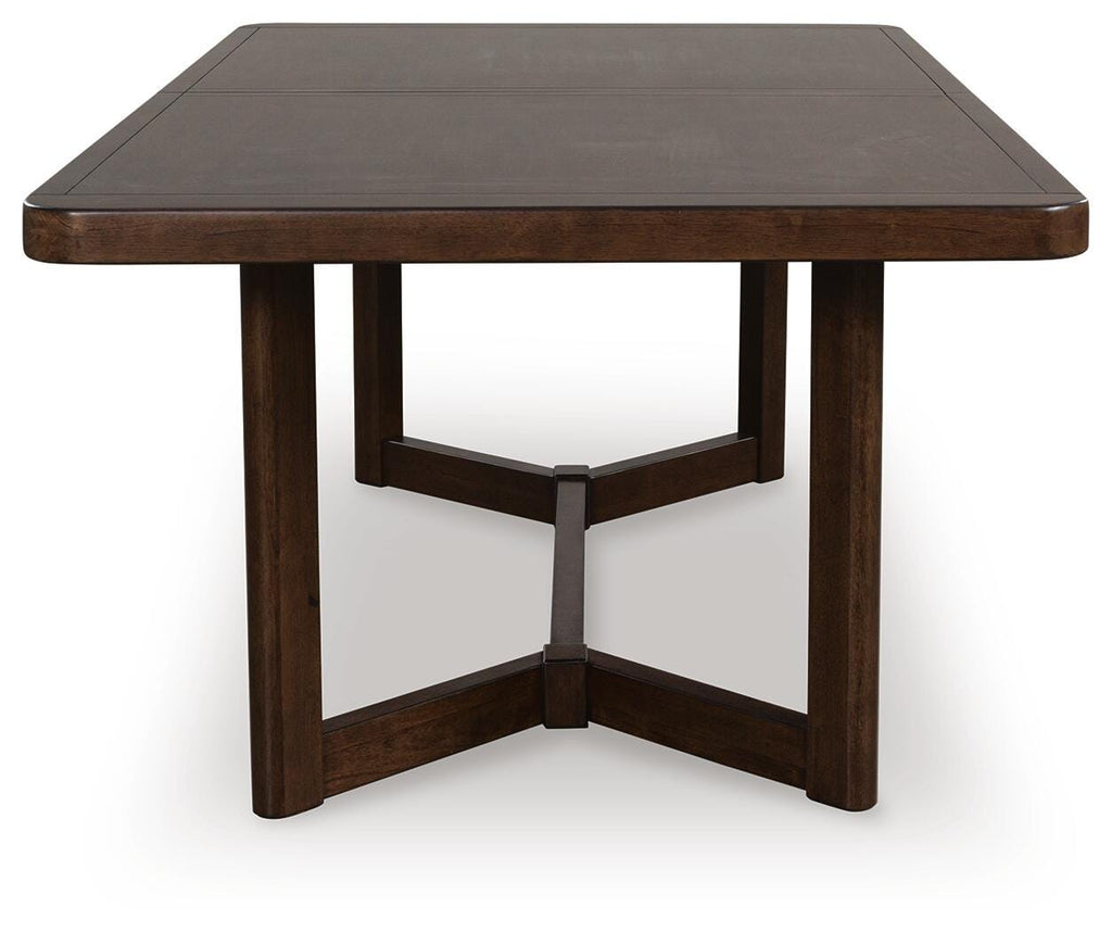 Dilenno Dining Extension Table in Dark Brown, side view