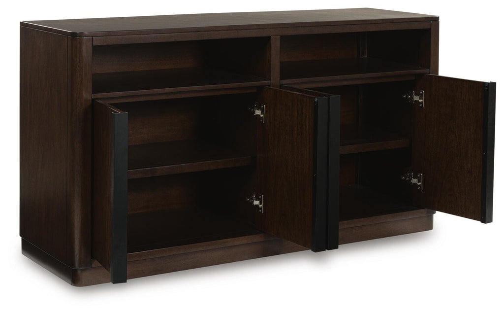 Dilenno Dining Server in Dark Brown, open view