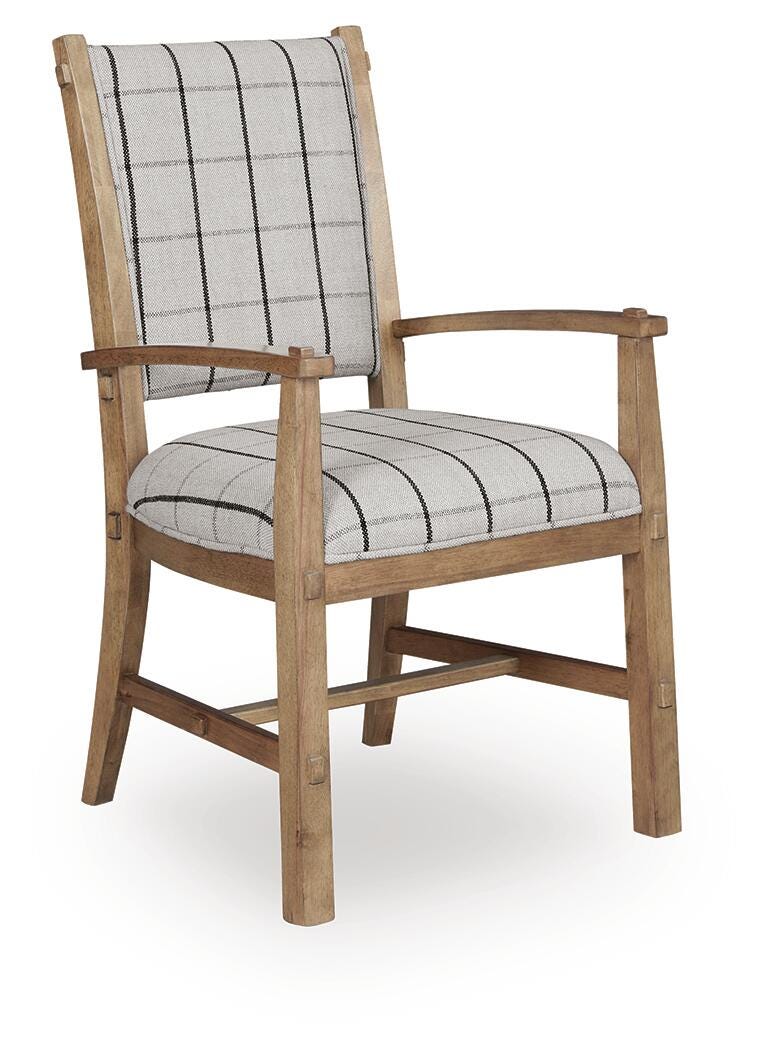 Ridgester Dining Arm Chair in Light Brown, angle view