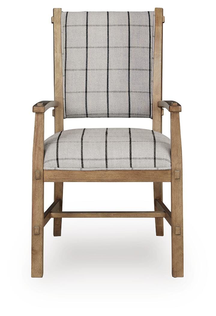 Ridgester Dining Arm Chair in Light Brown, front view