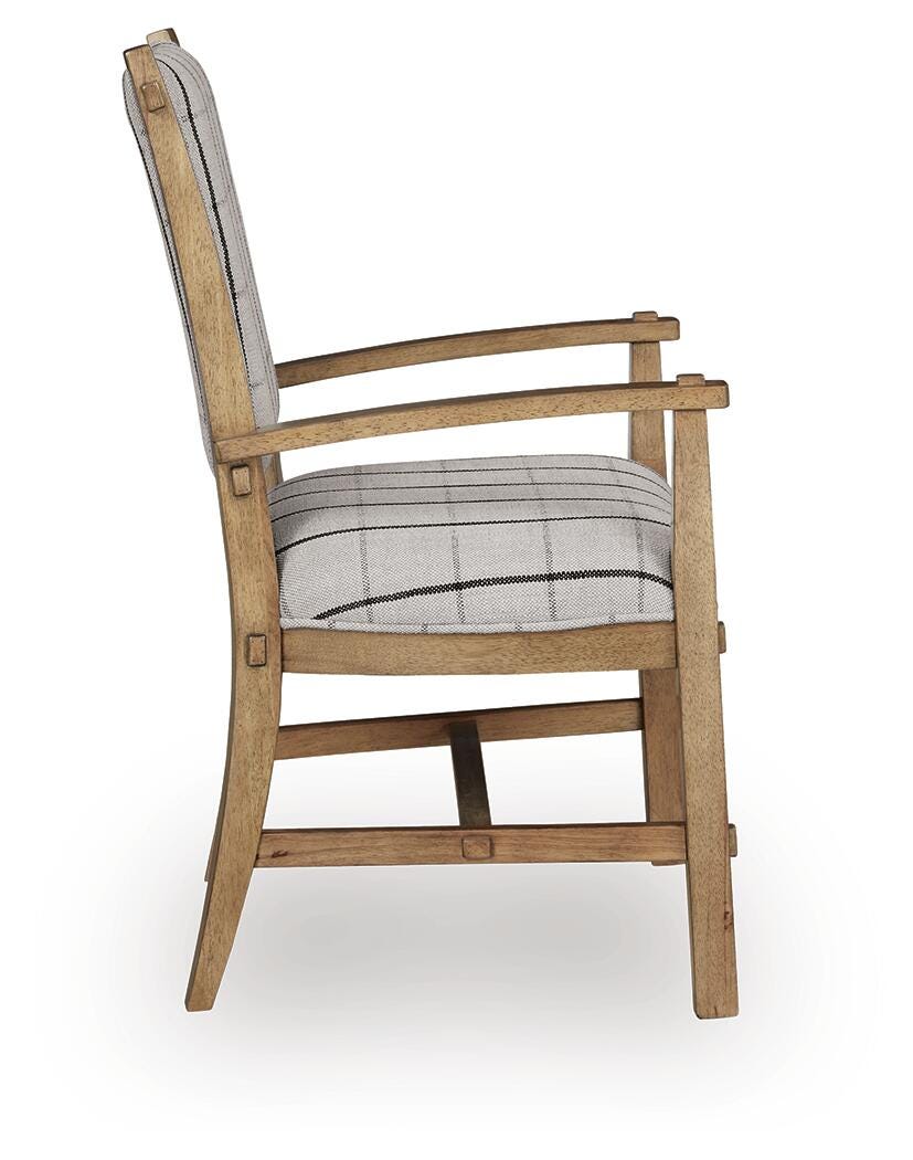 Ridgester Dining Arm Chair in Light Brown, side view