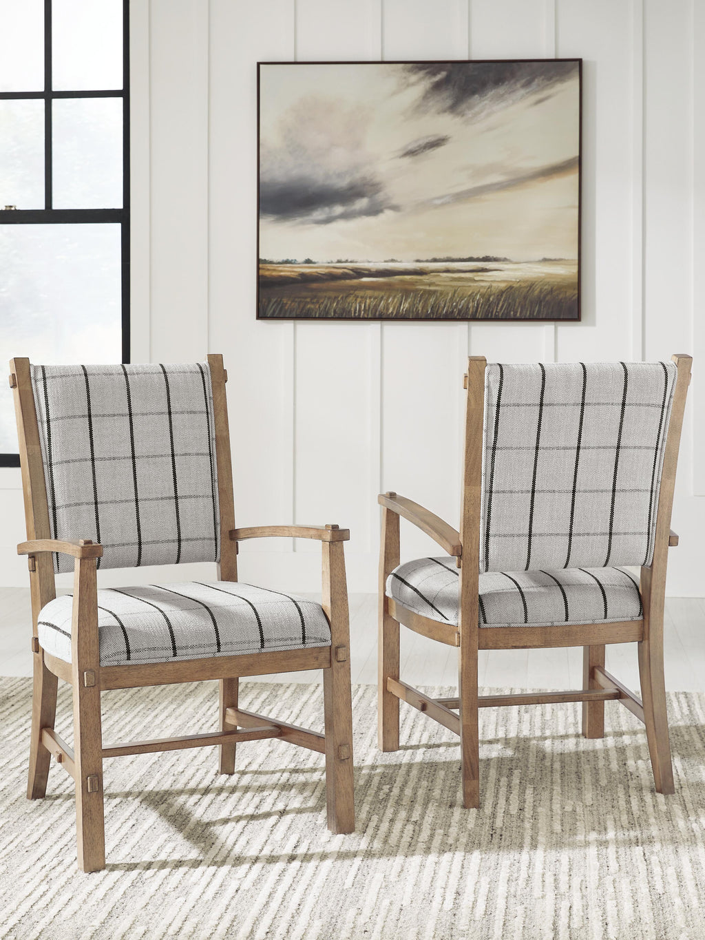 Ridgester Dining Arm Chair in Light Brown, lifestyle view