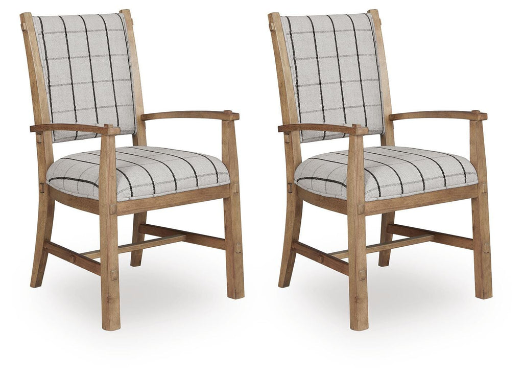 Ridgester Dining Arm Chair in Light Brown, angle view