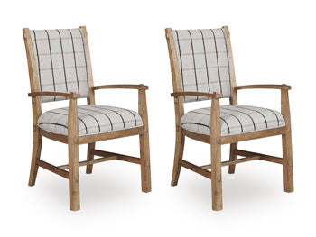 Ridgester Dining Arm Chair in Light Brown, angle view