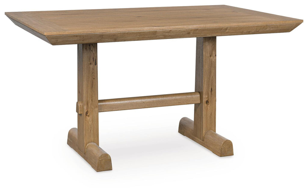 Ridgester Counter Height Dining Table in Light Brown, angle view