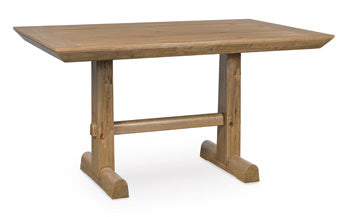 Ridgester Counter Height Dining Table in Light Brown, angle view