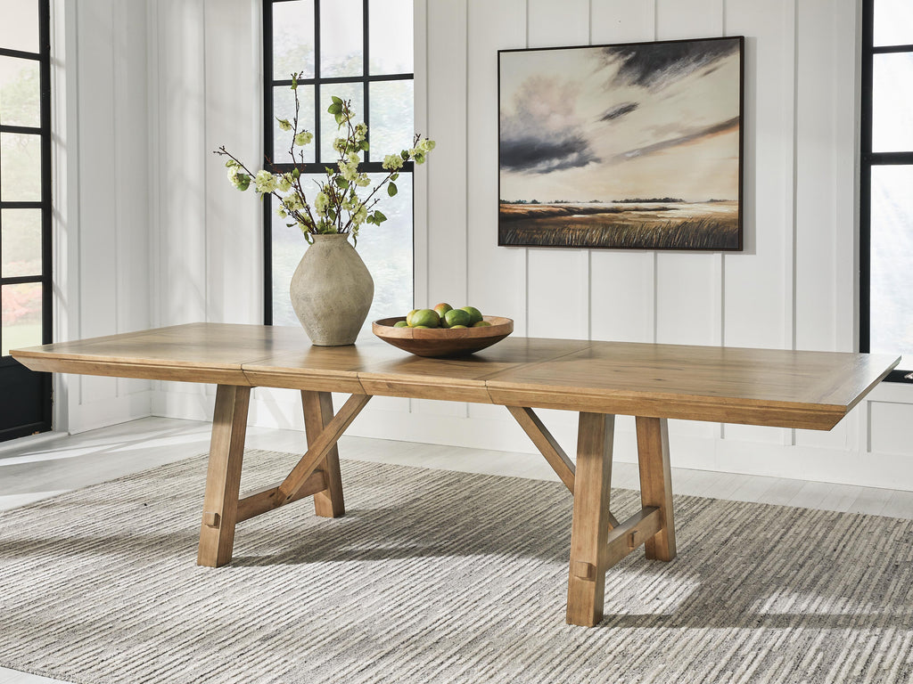 Ridgester Dining Extension Table in Light Brown, lifestyle view
