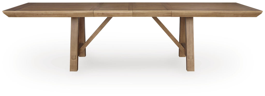 Ridgester Dining Extension Table in Light Brown, front view