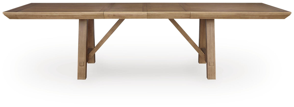 Ridgester Dining Extension Table in Light Brown, front view