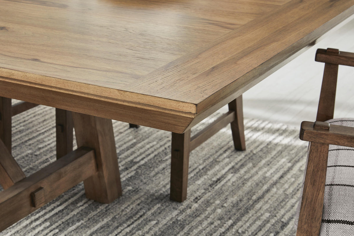 Ridgester Dining Extension Table in Light Brown, top view