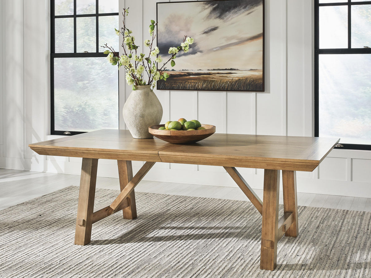 Ridgester Dining Extension Table in Light Brown, lifestyle view