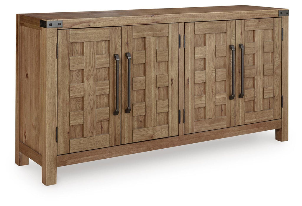 Ridgester Dining Server in Light Brown, closed view