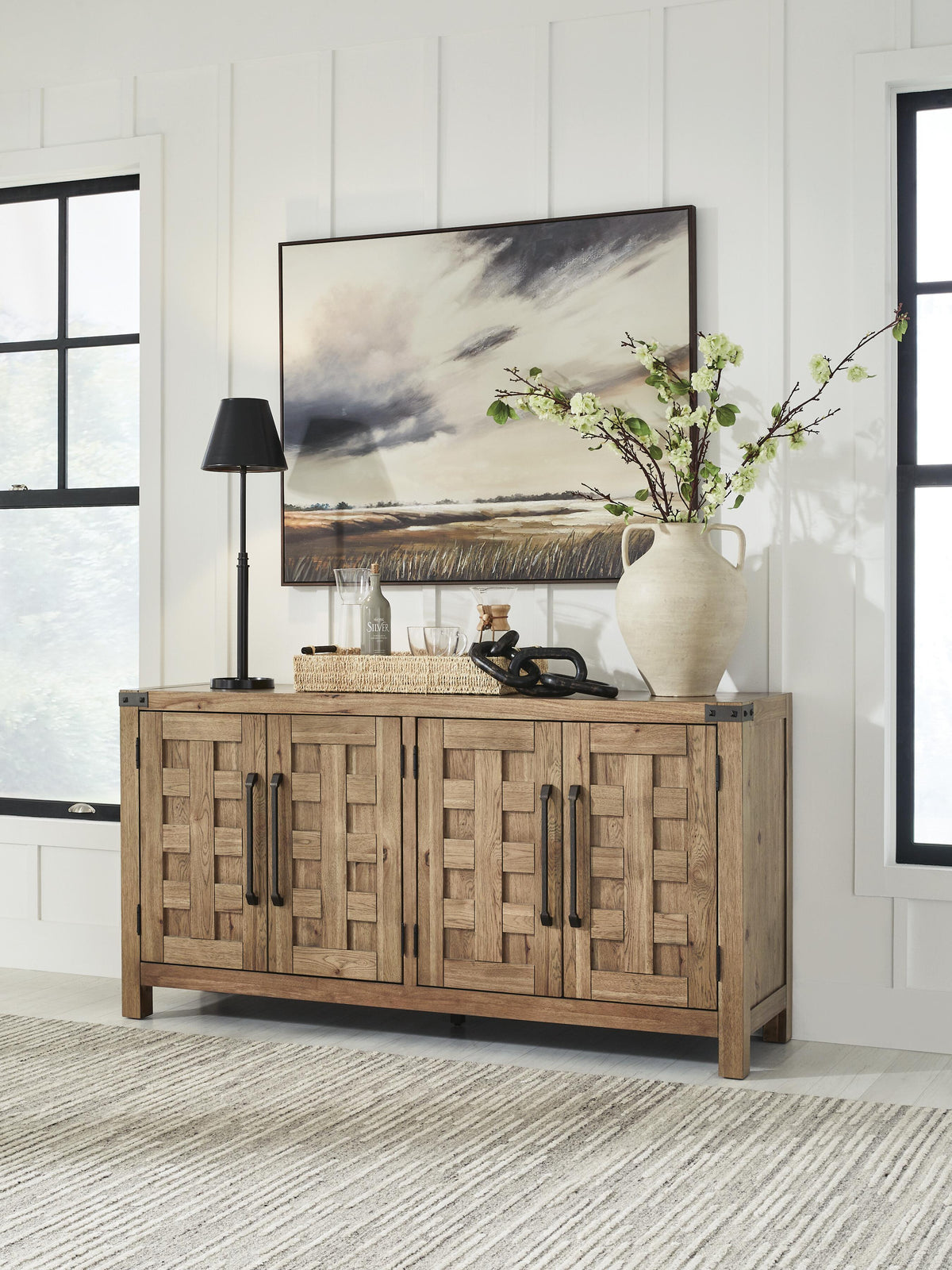 Ridgester Dining Server in Light Brown, closed view
