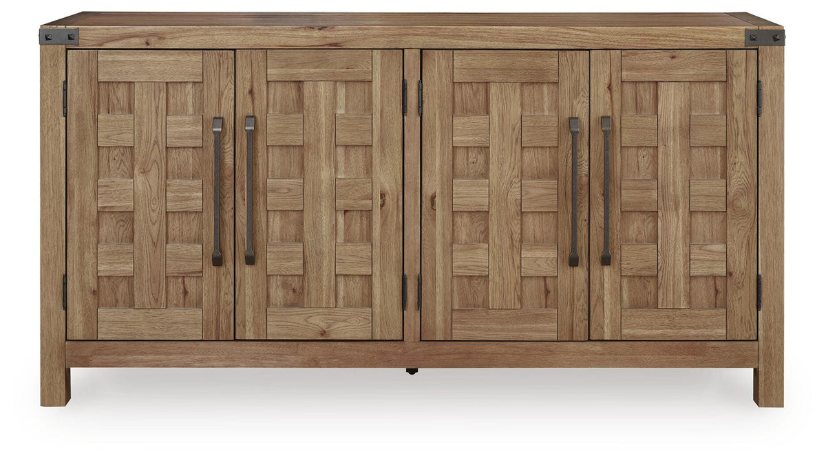 Ridgester Dining Server in Light Brown, front view