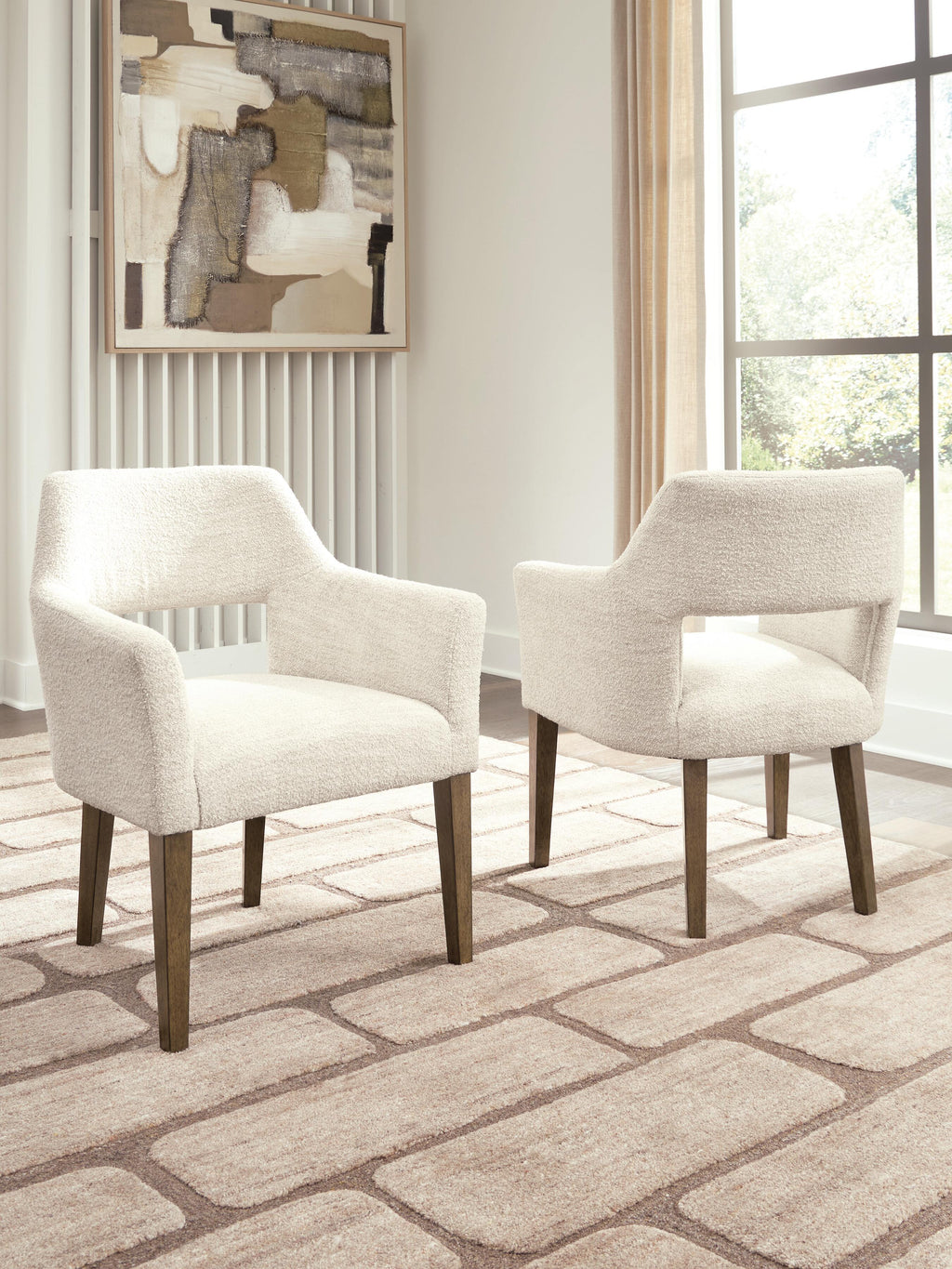 Marxmore Dining Arm Chair in Beige/Brown, lifestyle view