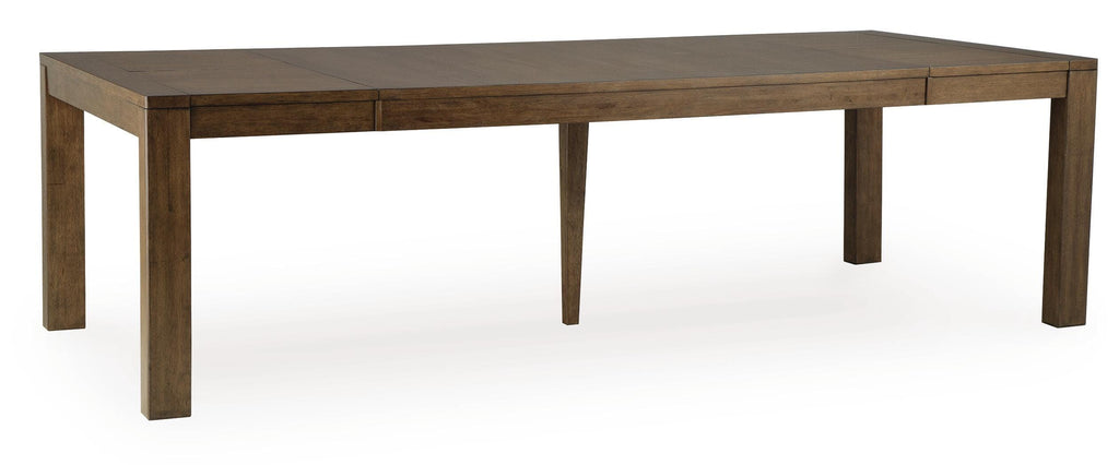 Marxmore Dining Butterfly Extension Table in Brown, angle view