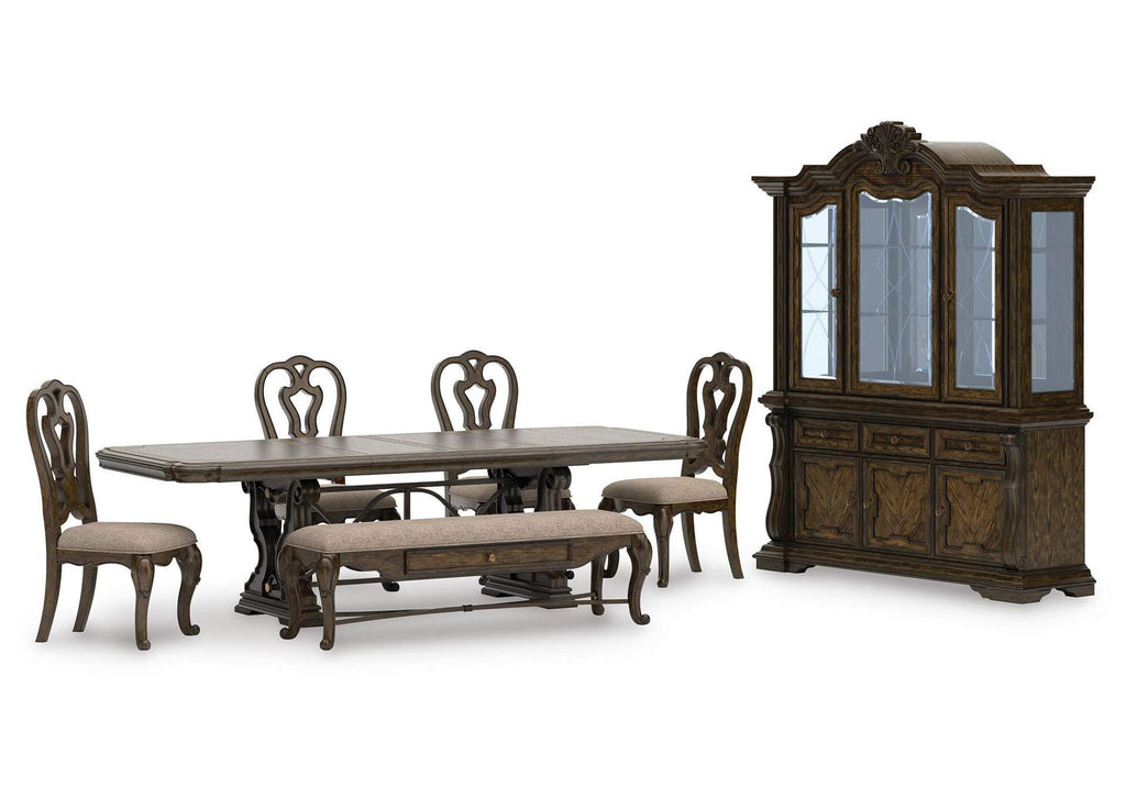 Maylee Extendable Dining Table and 4 Chairs and Bench with Storage