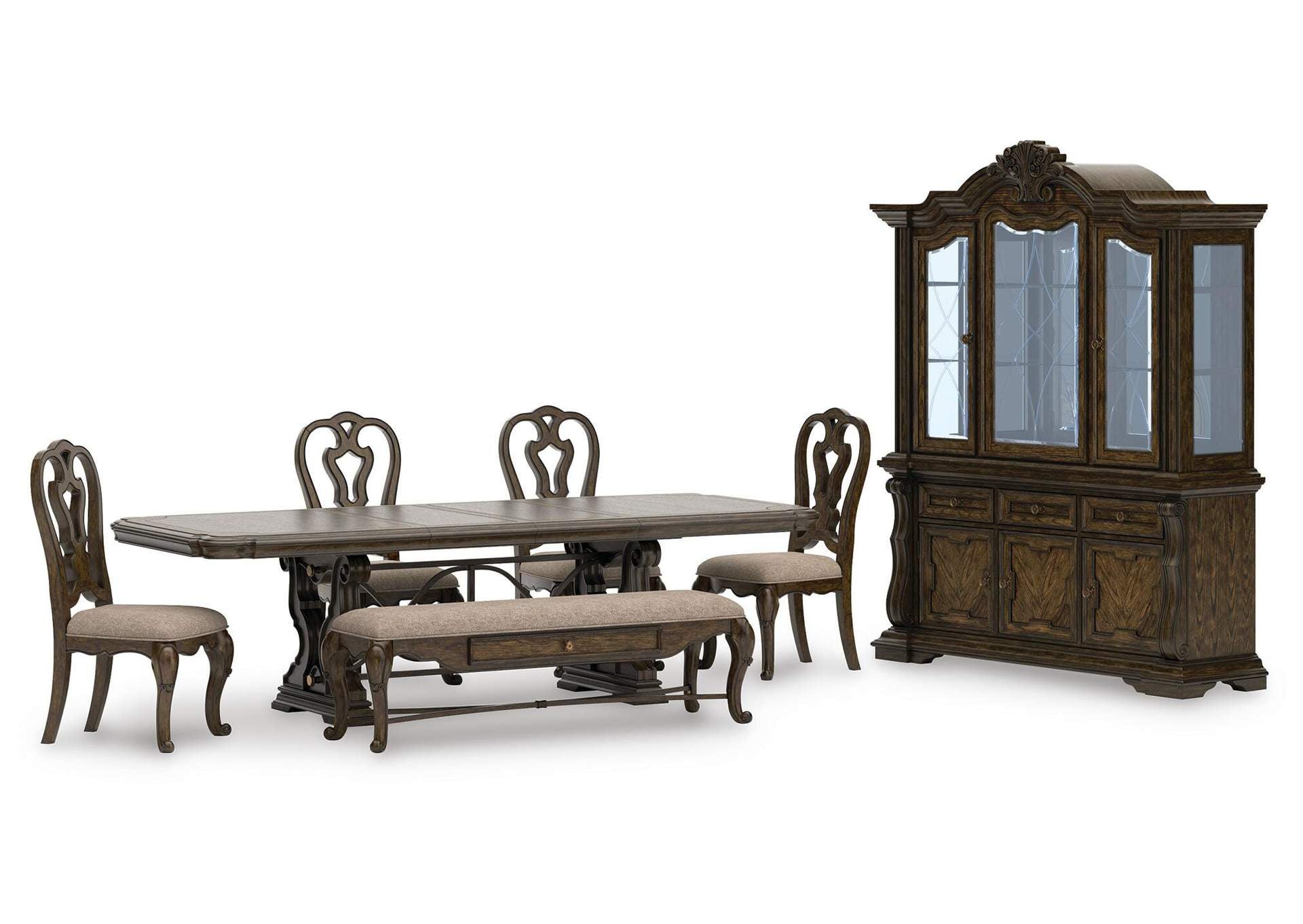 Maylee Extendable Dining Table and 4 Chairs and Bench with Storage