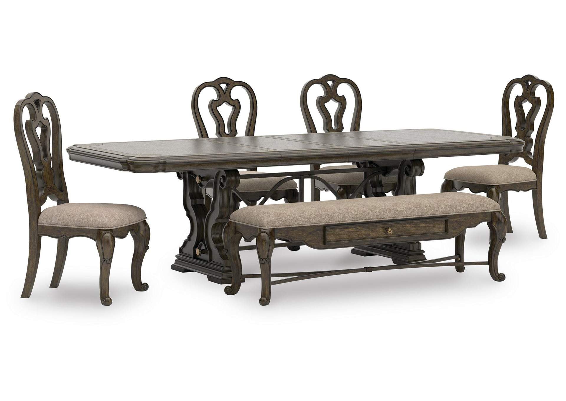 Maylee Extendable Dining Table and 4 Chairs and Bench