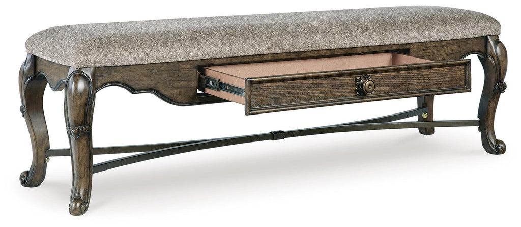 Maylee 63" Dining Bench in Dark Brown, open view