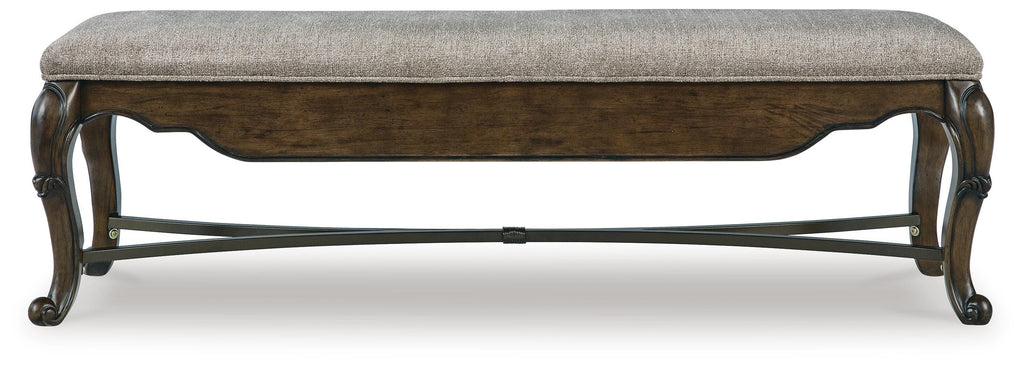 Maylee 63" Dining Bench in Dark Brown, back view
