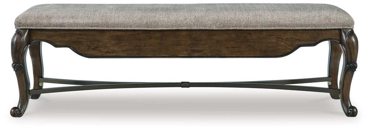 Maylee 63" Dining Bench in Dark Brown, back view