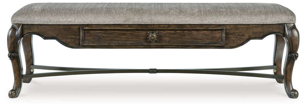 Maylee 63" Dining Bench in Dark Brown, front view