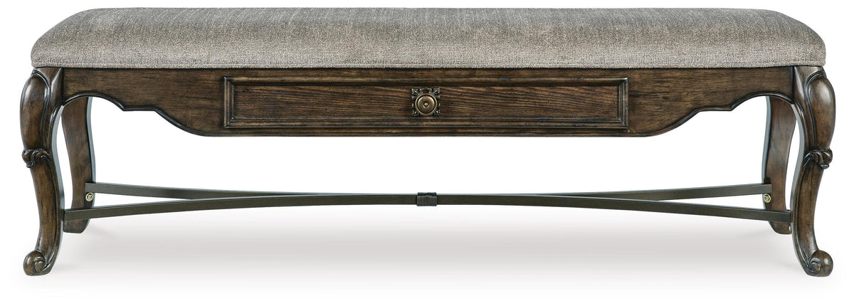 Maylee 63" Dining Bench in Dark Brown, front view