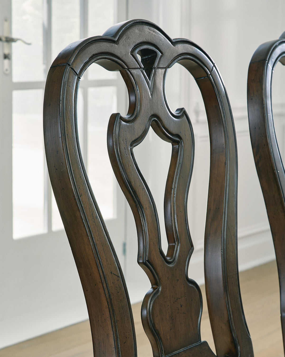 Maylee Dining Chair in Dark Brown, detail view