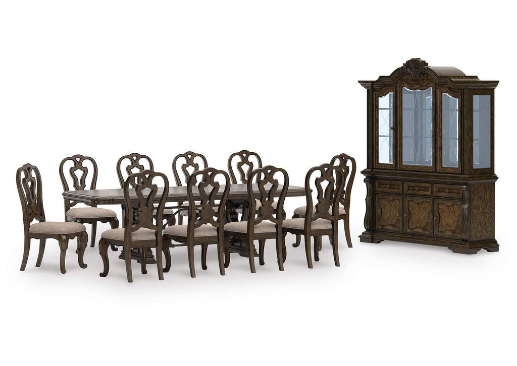 Maylee Extendable Dining Table and 10 Chairs with Storage