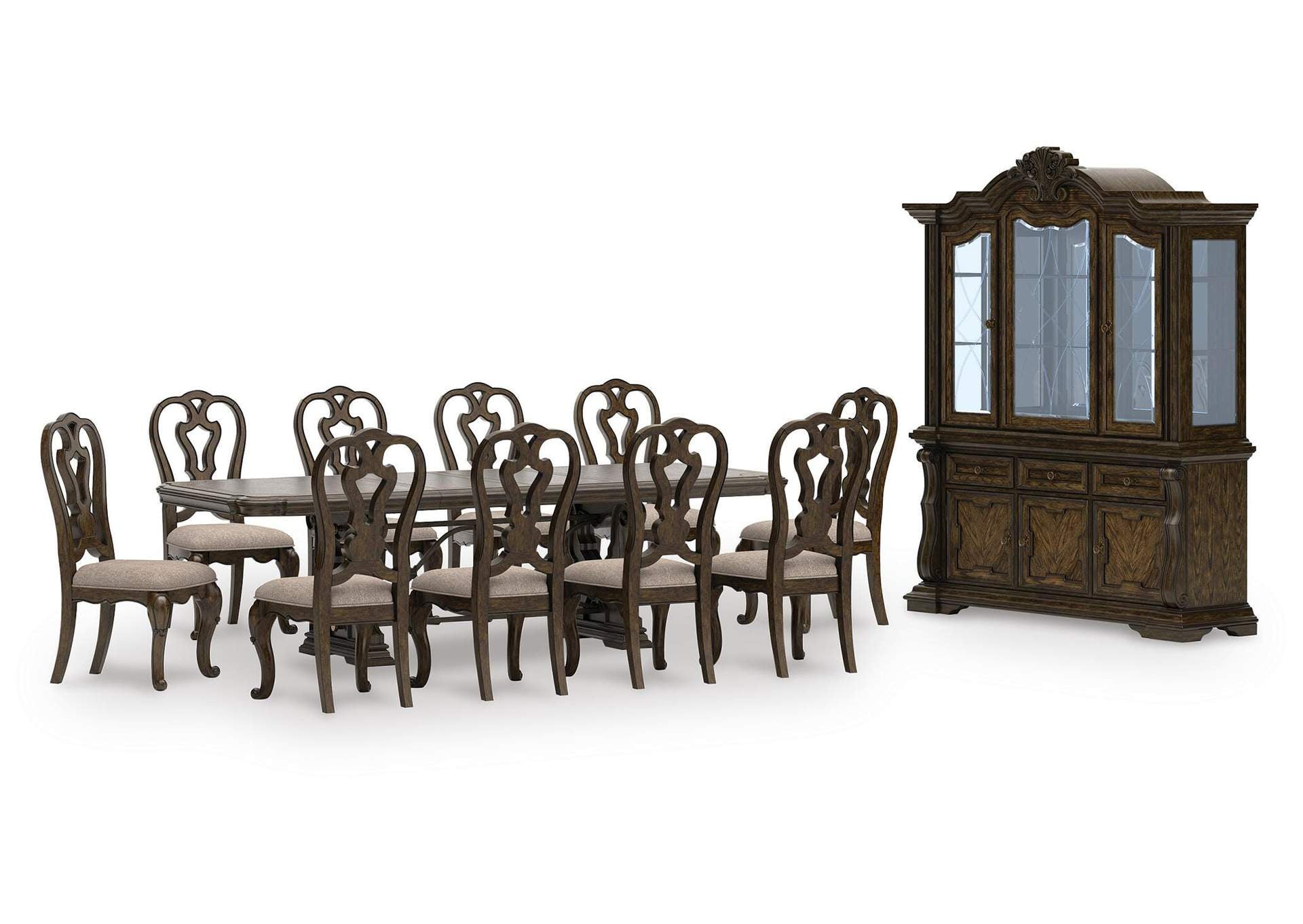 Maylee Extendable Dining Table and 10 Chairs with Storage