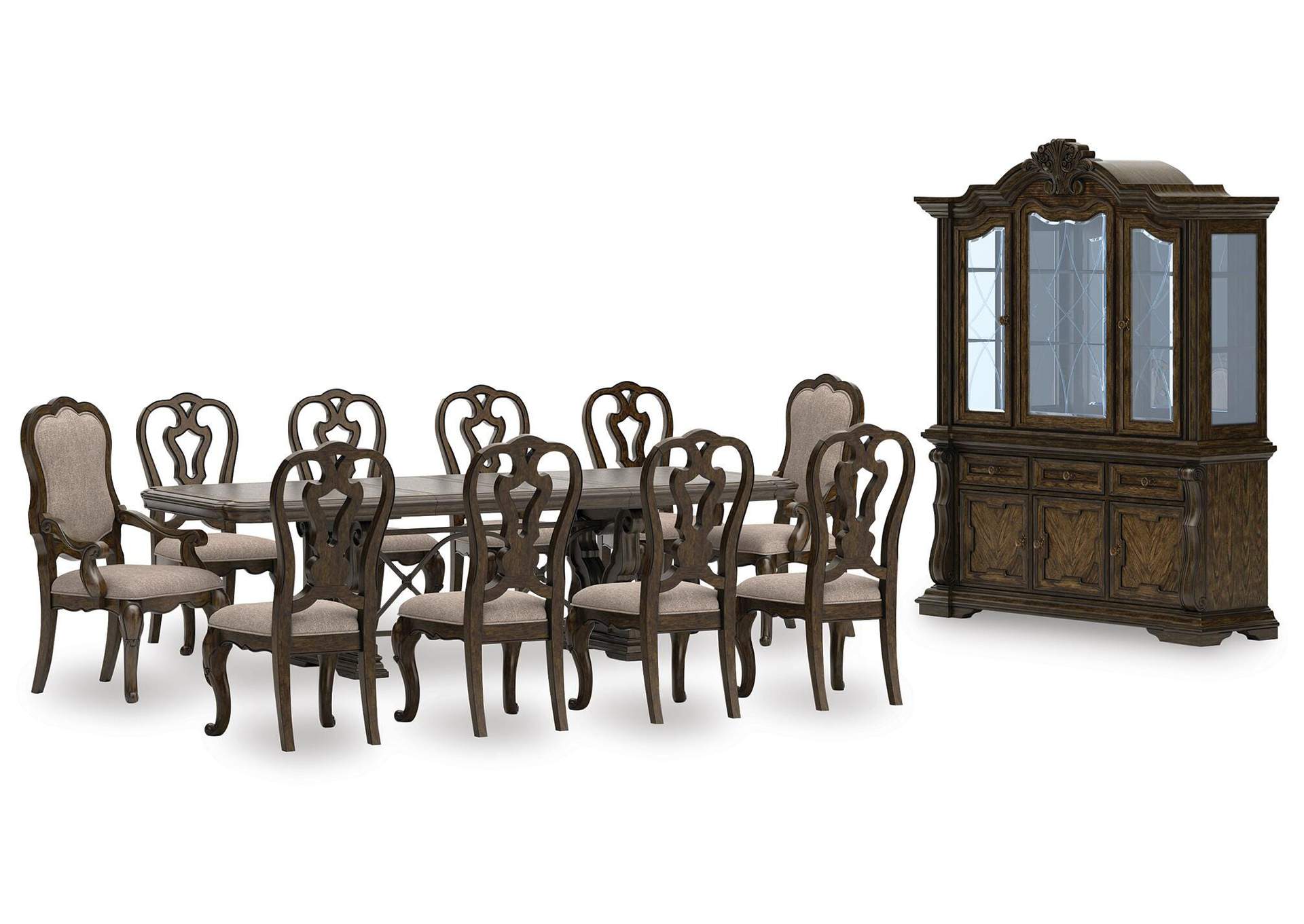 Maylee Extendable Dining Table and 10 Chairs with Storage