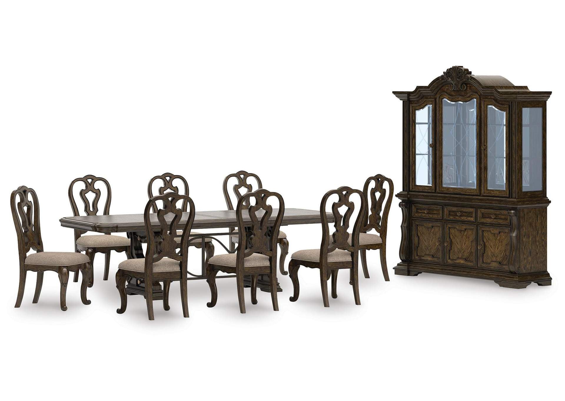 Maylee Extendable Dining Table and 8 Chairs with Storage