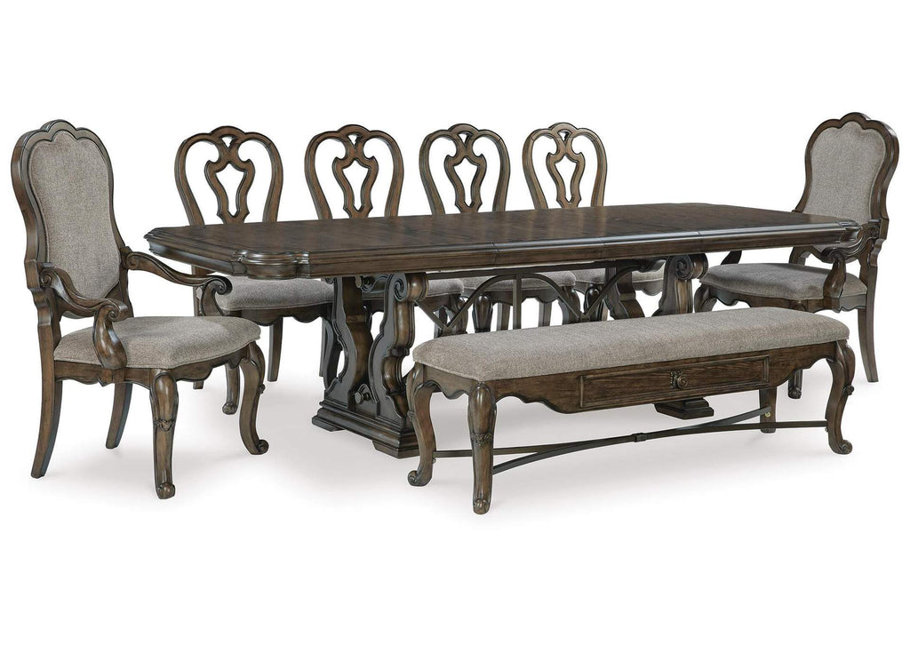 Maylee Dining Table and 6 Chairs and Bench