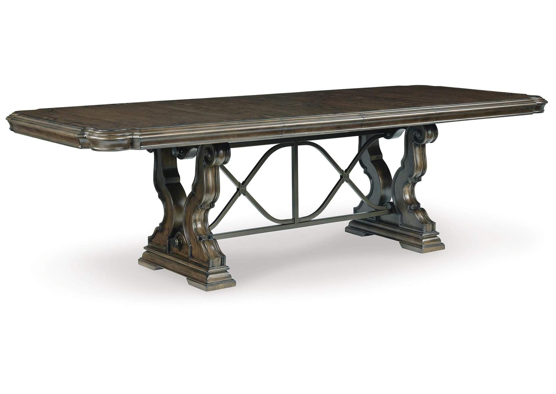 Maylee Extendable Dining Table and 10 Chairs with Storage angled view