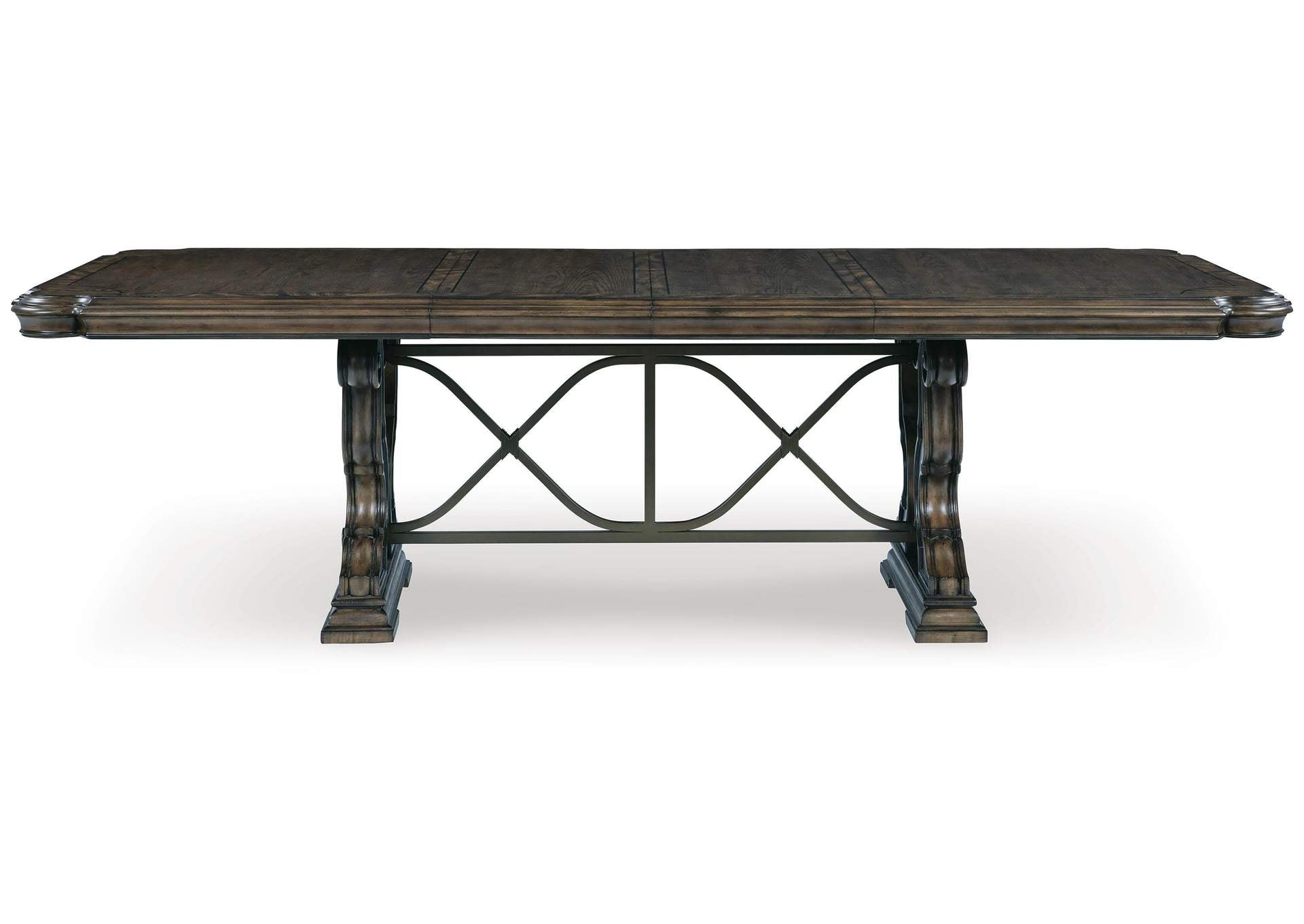 Maylee Extendable Dining Table and 4 Chairs and Bench with Storage front view