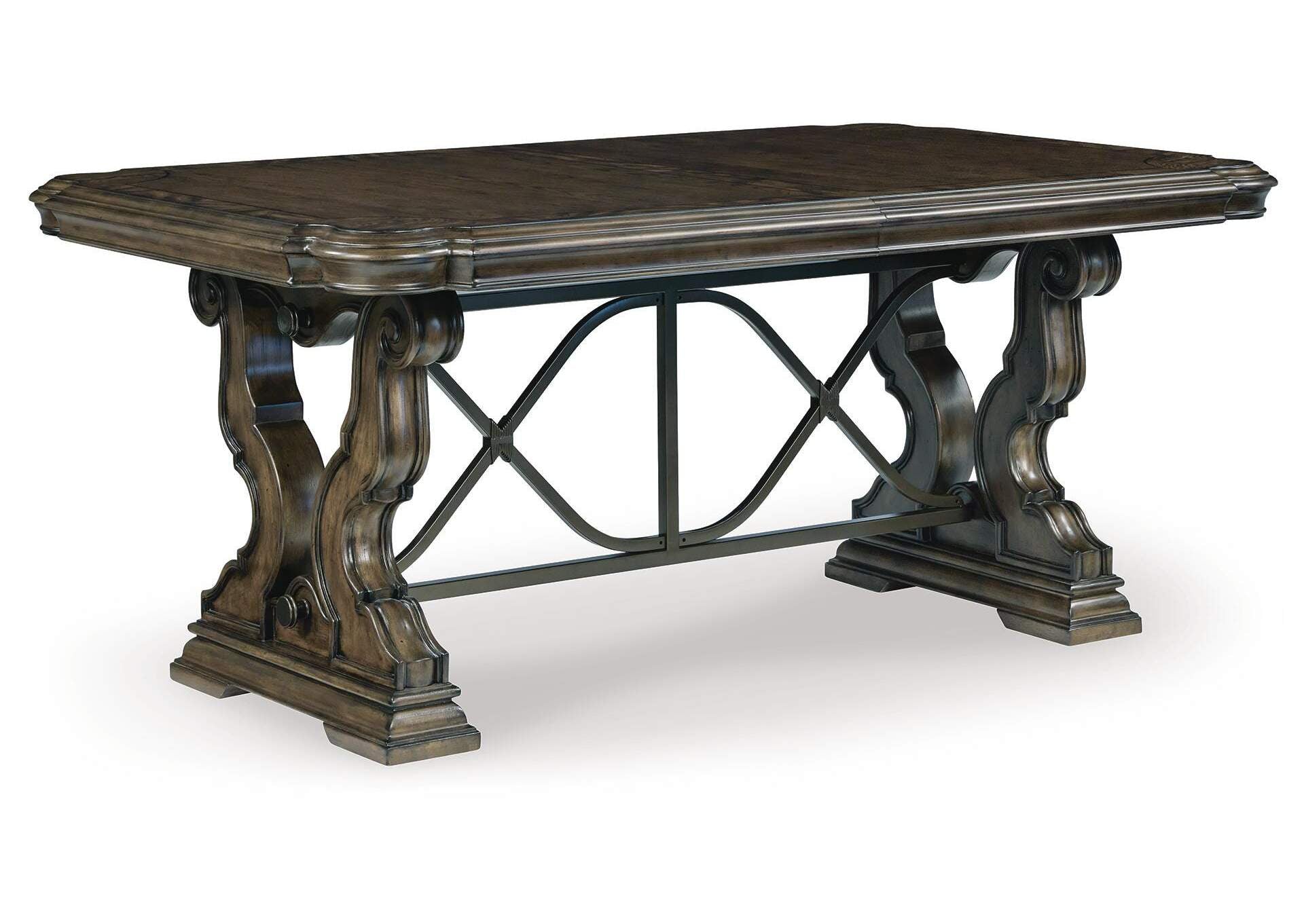 Maylee Extendable Dining Table and 10 Chairs with Storage angled view