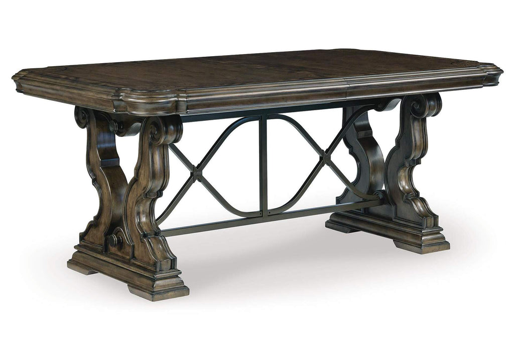 Maylee Extendable Dining Table and 6 Chairs with Storage angled view