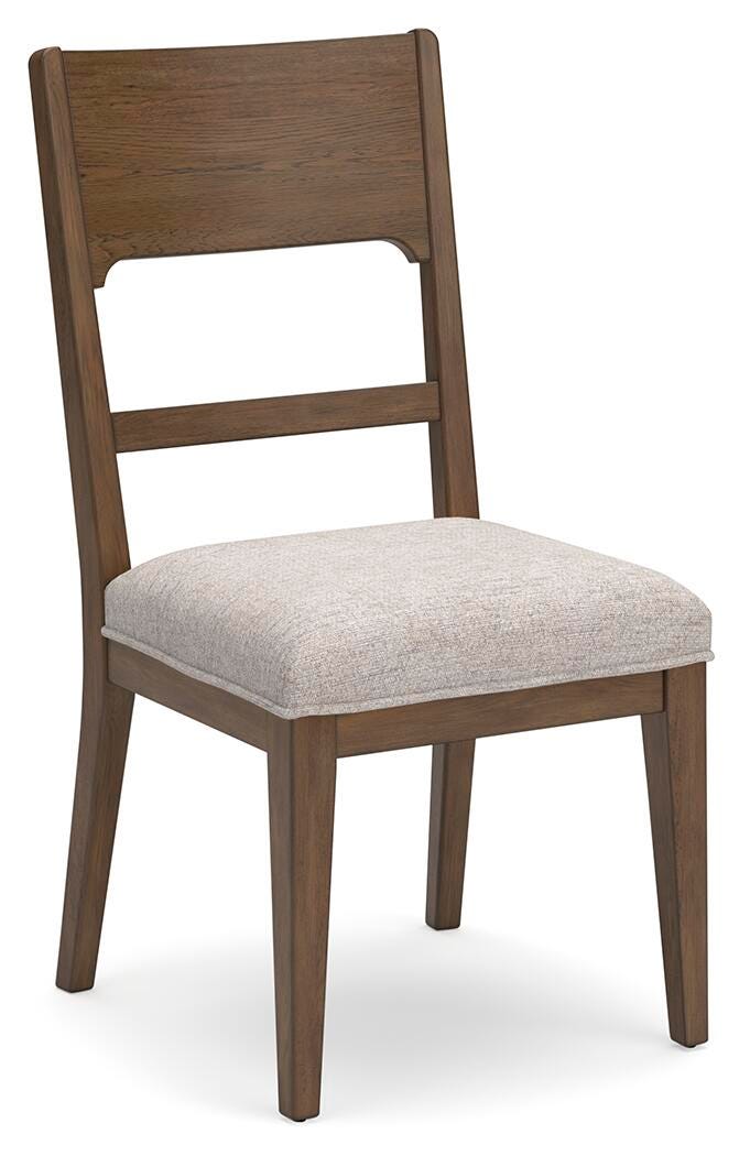 Cabalynn Dining Chair in Oatmeal/Light Brown, angle view