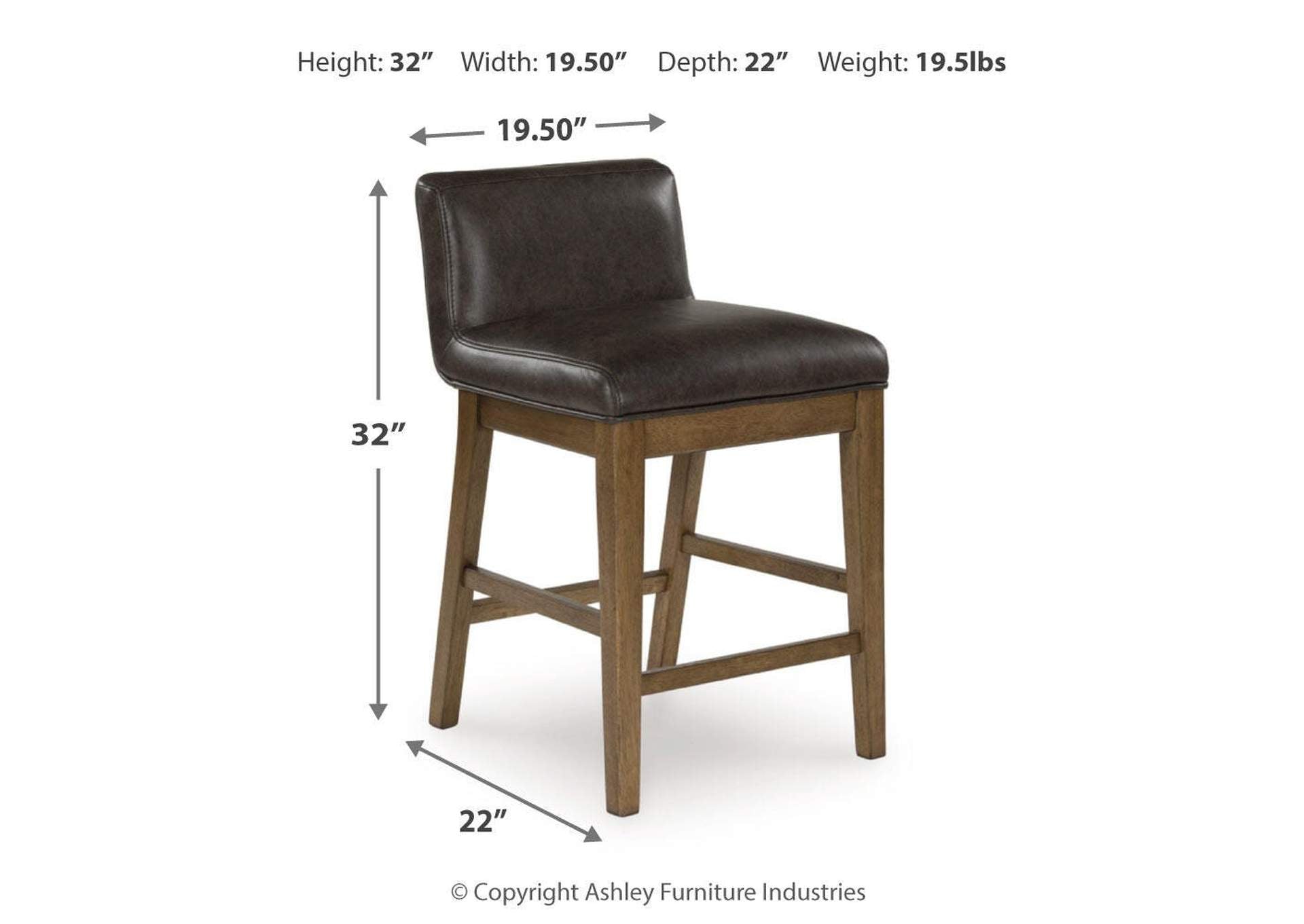 Cabalynn Counter Height Dining Table and 6 Barstools with Storage dimensions