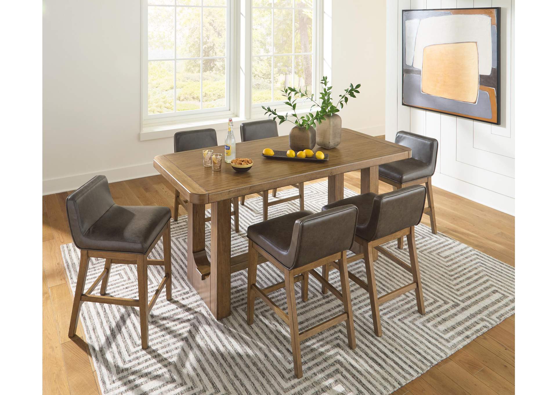 Cabalynn Counter Height Dining Table and 6 Barstools