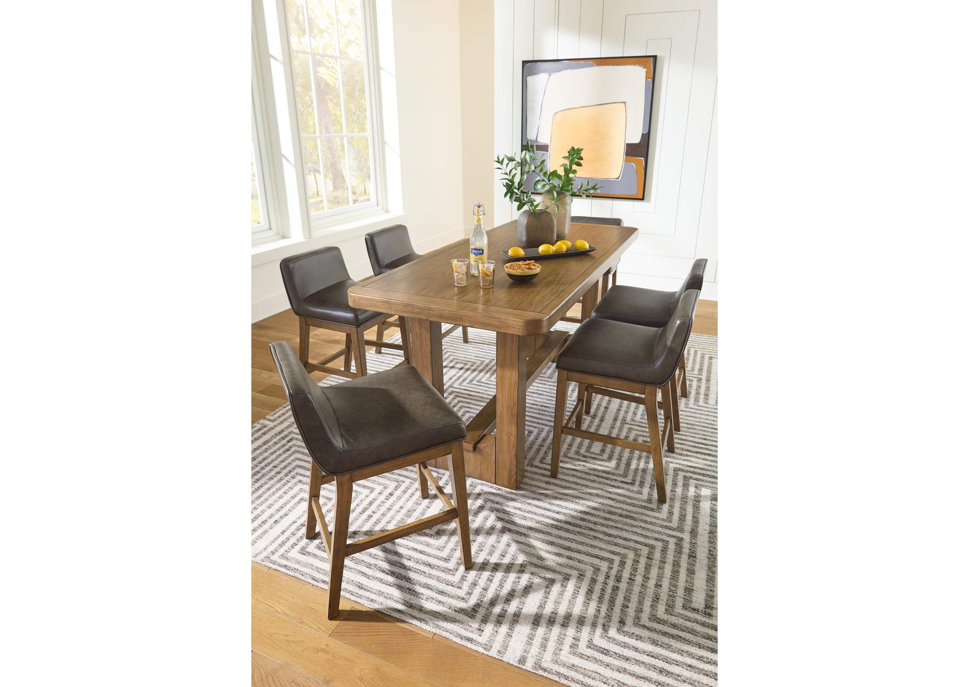 Cabalynn Counter Height Dining Table and 6 Barstools