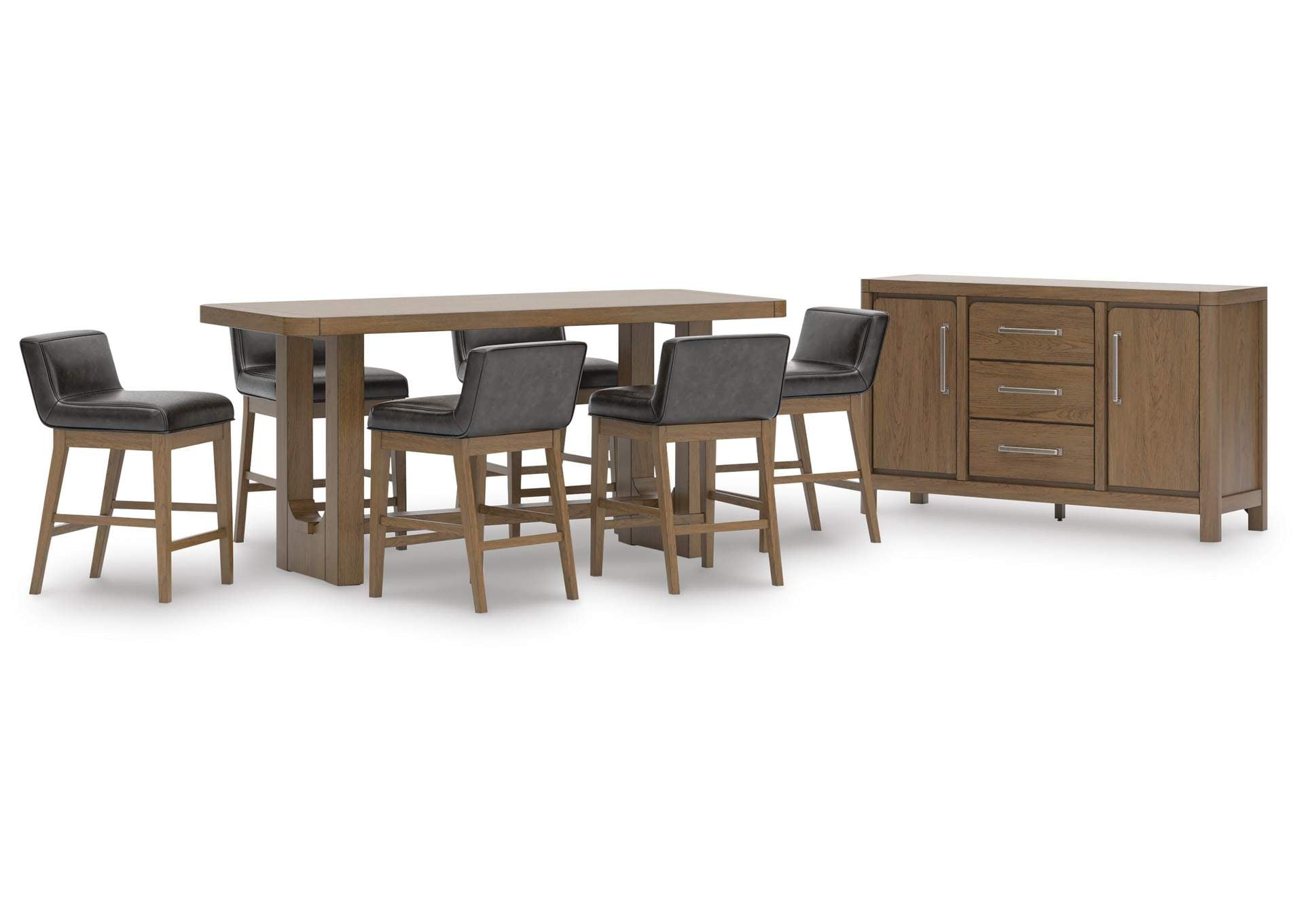 Cabalynn Counter Height Dining Table and 6 Barstools with Storage