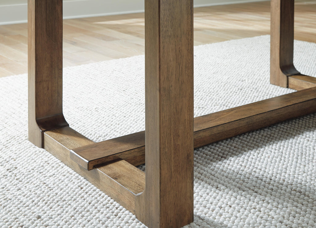 Cabalynn Dining Extension Table in Light Brown, detail view